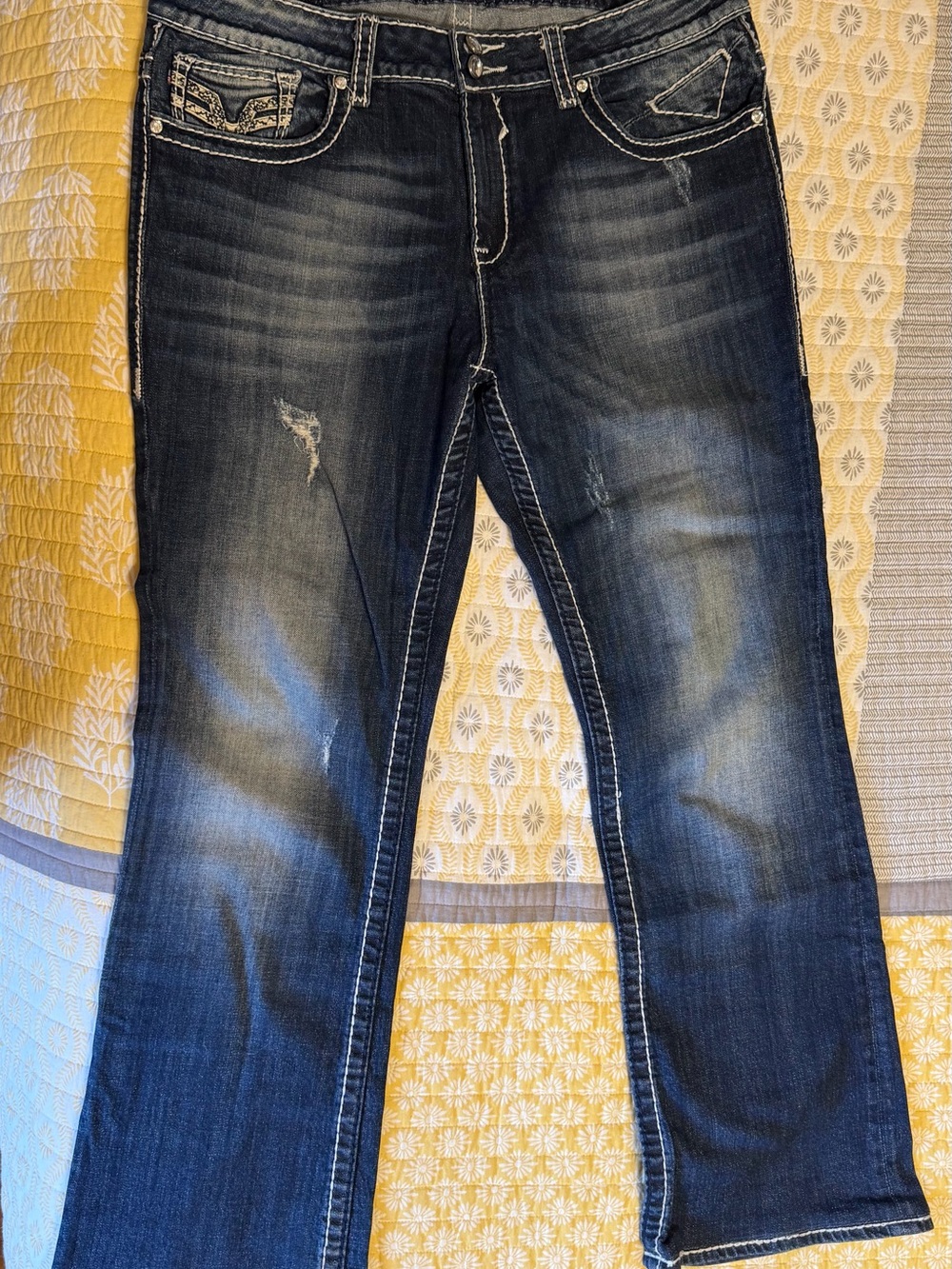 Vigoss Dark Blue Distressed Women’s Boot Cut Jeans